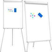 FURNIBELLA - Flipchart whiteboard met standaard magnetisch wit voor kantoor verstelbaar, 60 x 90 cm met aluminium frame inklapbaar