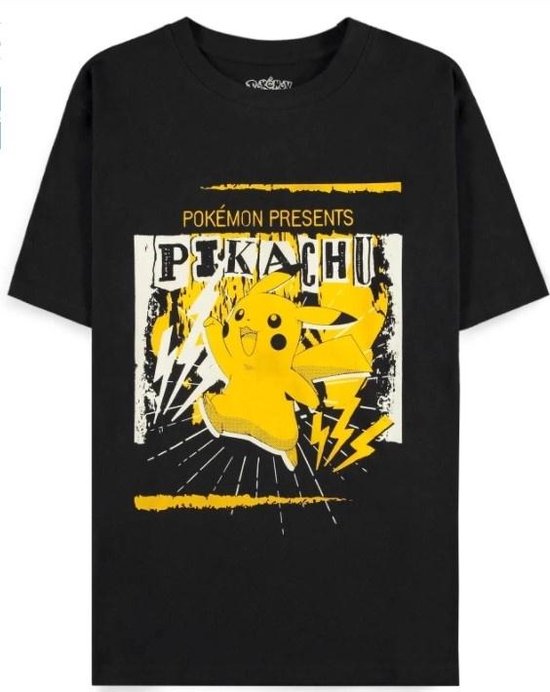 Pokémon Heren Tshirt Pika Punk Zwart