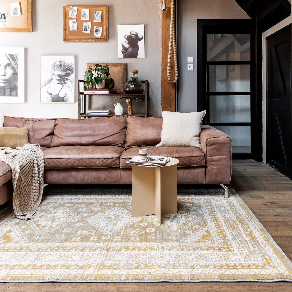 Vintage Vloerkleed Aila Geel - 160 x 230 cm - (M)