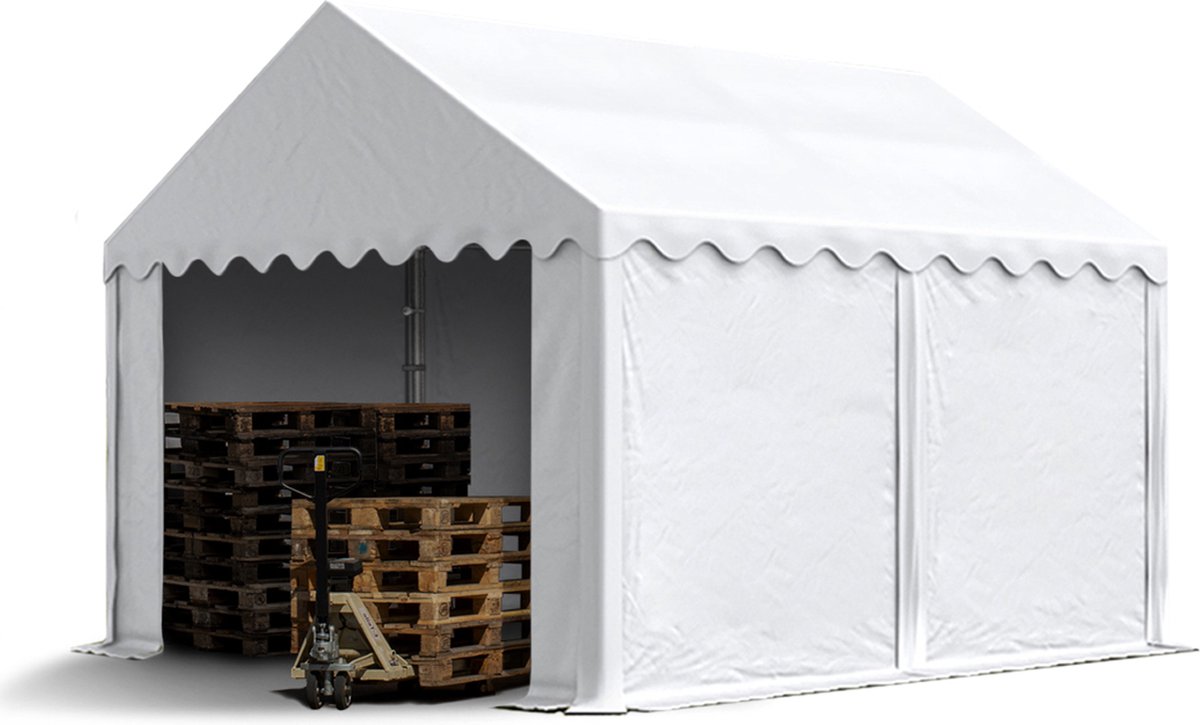 Opslagtent 3x4 m beschutting met PVC zeil 700 N waterdicht wit