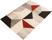 Vloerkleed Geometrisch Patroon Harlow | Grijs & rood - 310 x 240 cm
