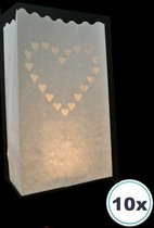 10 x Candle bag Groot Hart, windlicht, papieren kaars houder, lichtzak, candlebag, candlebags, sfeerlicht, bedrukt: Volanterna®