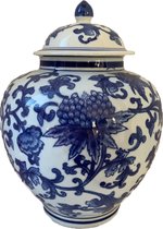 Mano Interieurs Chinese gemberpot - Blauw/Wit - 25