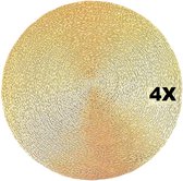 4 X Placemat Cirkel Lines - Goud rond - Kersttafel - Chique Placemat - Feesttafel - Hittebestendig - 38 cm