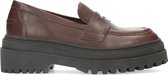 Sacha - Dames - Donkerbruine leren loafers - Maat 37