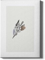 Walljar - Flower Line Art - Muurdecoratie - Canvas schilderij