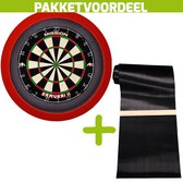 Mission Samurai 2 + Rubberen Dartmat 120*300 incl oche + Dartbordverlichting Basic (Rood)