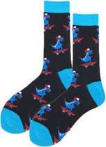 Sokken heren - zwart / blauw - print dino - 40-45