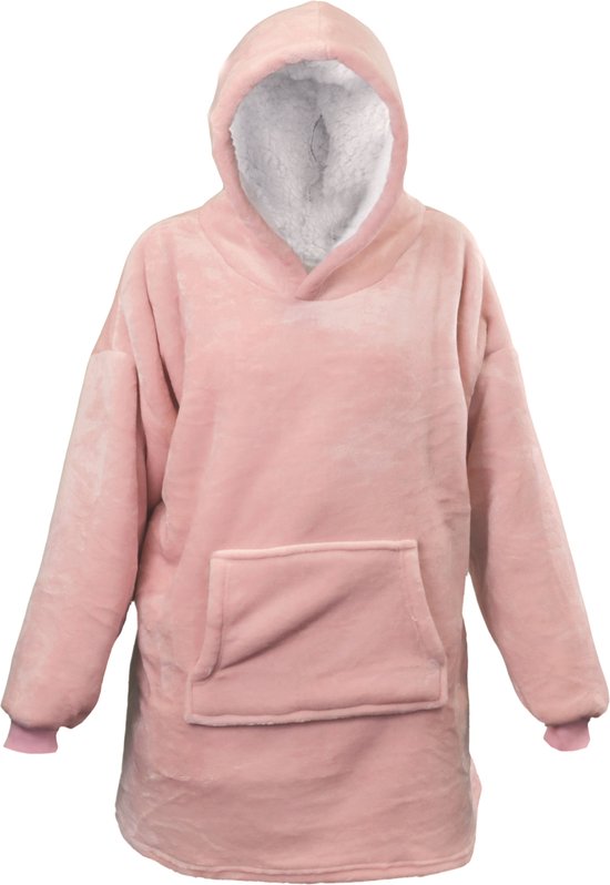 Fleece Hoodie - Plaid met mouwen - Roze - One size fits all - Dames en Heren