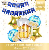 Verjaardag Decoratie * Folieballon Set Bier ballon * Beer Blue * Gold Set van 6 * 5 Ballonnen * DIY Slinger Happy Birthday * Cheers * Feestje voor Bierdrinker(s) * Verjaardag Manne