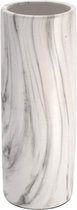 Bloemvaas van marmer-look keramiek 11 x 30 cm - Ronde vaas voor binnen met een sjieke uitstraling