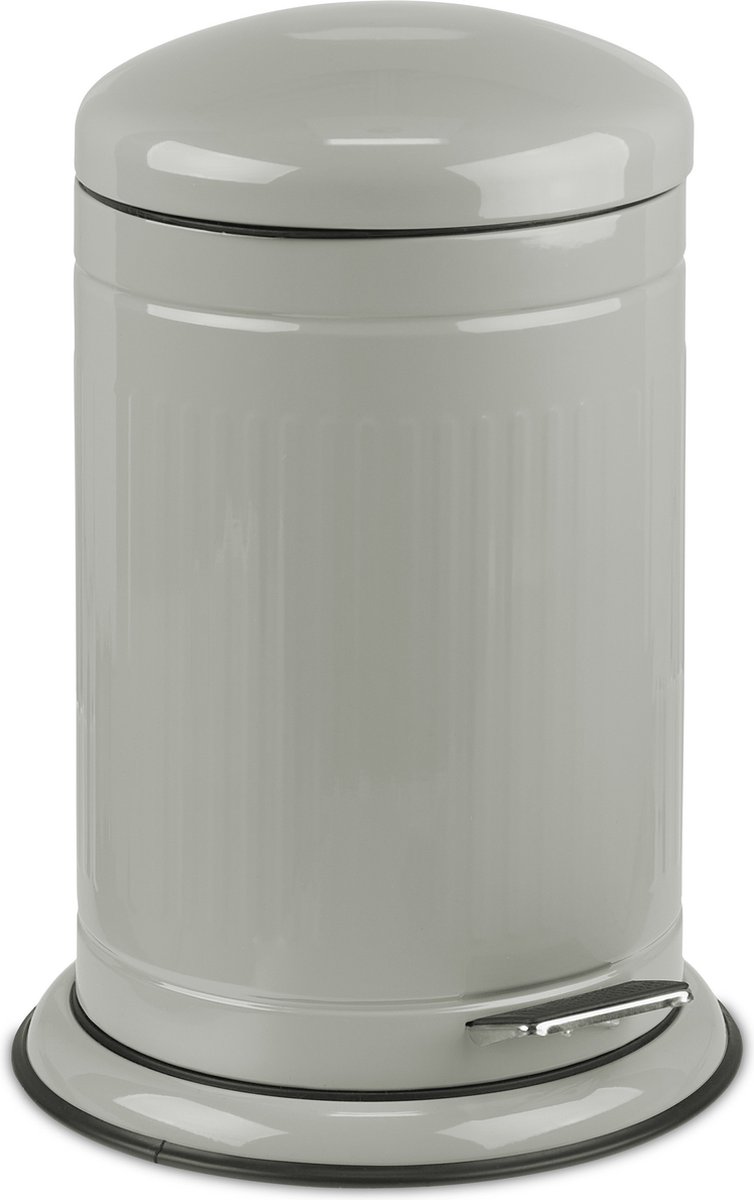 Relaxdays pedaalemmer 12 liter - afvalbak badkamer - prullenbak - keuken vuilnisbak - Lichtgrijs