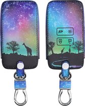 kwmobile autosleutel hoesje voor Renault 4-knops Smartkey autosleutel (alleen Keyless Go) - Autosleutel behuizing - Case in zwart / donkerblauw / roze - Sterrenhemel Giraffe design