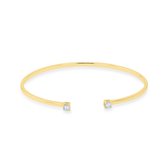 Xoo - Bangle - Zirkonia - Met steen - Twee steentjes - Luxe armband - Chique - Cadeau - Fashion - Trendy - Verstelbaar - 925 zilver - Gold plated - Goud
