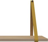 Leren Plankdragers - Handles and more® - 100% leer - OKERGEEL - set van 2 leren plank banden