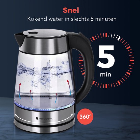 Grijze RVS waterkoker - Dubbelwandige waterkoker voor in de keuken - 1