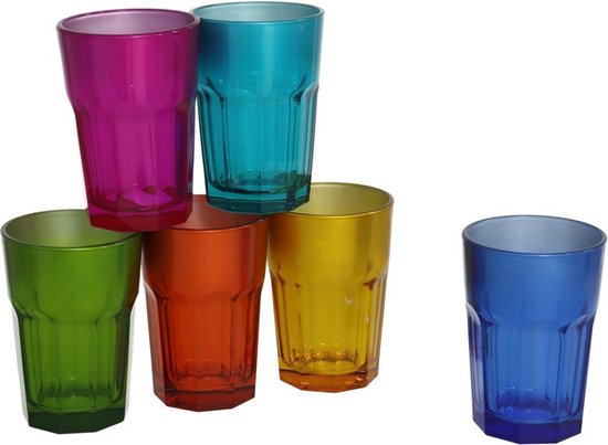 24x Stuks gekleurde drinkglazen 380 ml van glas - Waterglazen - Glazen |  bol.com