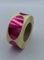 Roze Sluitsticker - 250 Stuks - ovaal 25x50mm - hoogglans - metallic - sluitzegel - sluitetiket - chique inpakken - cadeau - gift - trouwkaart - geboortekaart - kerst
