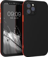 kwmobile hoesje compatibel met Apple iPhone 12 Pro - 3-delige cover met extra bescherming - Smartphonehoesje in zwart / oranje