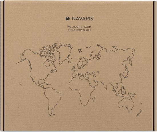 Navaris prikbord van kurk 18-delig - Wandbord met 10 punaises - 102 x 50,3 cm - Zelfklevend - Wanddecoratie - Wereldkaart - Navaris