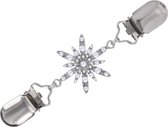 Fako Bijoux® - Luxe Vestsluiting - Vestclip - Sjaalspeld - Vestklem - Ster Kristal - Mini Parels - Zilverkleurig