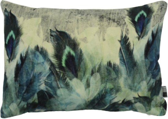 Limelight Kussen Fluweel met Print Cheer 35x50cm Petrolblauw