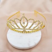 Mooie  Kroon bruid| Goudkleurig | prinses kroon |haaraccessoire met steentjes| luxe diadeem| Haarpin glanzend | Bruiloft| Examenfeest| Verjaardagfeest
