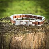 Bion armband – Brisa Gaia – Zwart sandelhout – Zilverkleurig Staal - Duurzaamheid - FSC gekeurd hout - houten armband