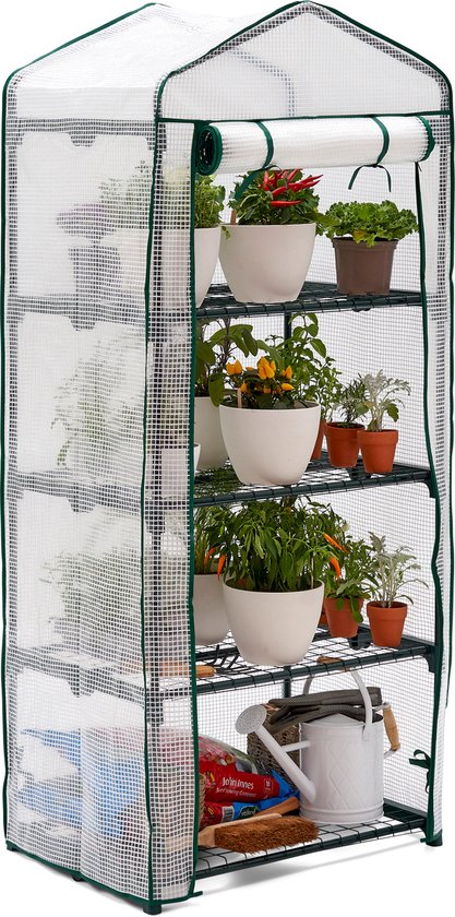 BRAMBLE - Tuinkas - 4 Lagen - 160 x 69 x 49cm - PE-Hoes - Stalen Frame - Miniserre