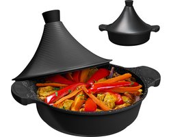 BIKO | Luxe Aluminium Tajine inductie| Tagine | Geschikt voor 4-8 personen - Inductie - Zwart