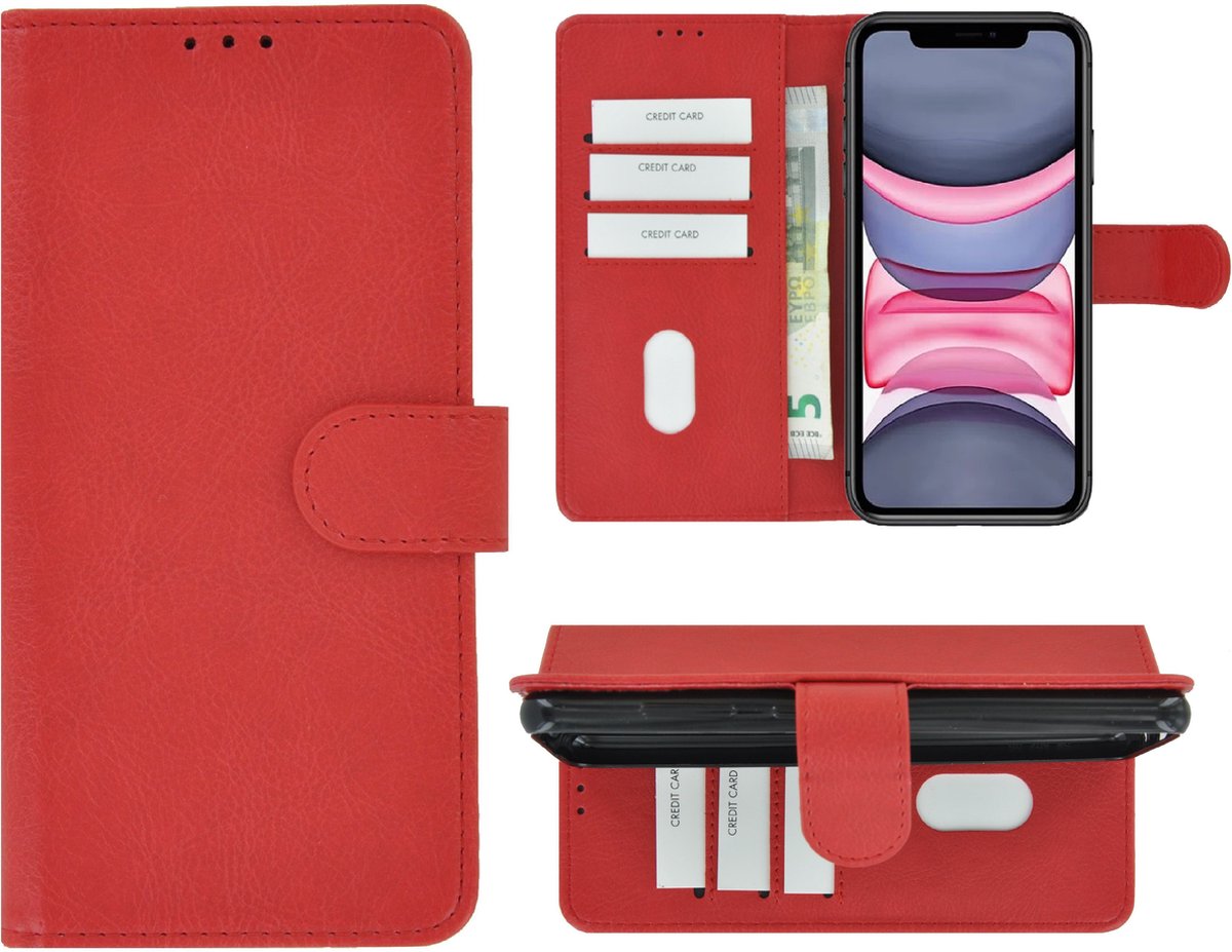 Hoesje Geschikt voor iPhone 11 Pro Max - iPhone 11 Pro Max Book Case Wallet Rood Cover