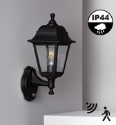Buiten Wandlamp Vil, IP44, Zwart armatuur, Met Bewegingssensor, 1x E27 Lamp