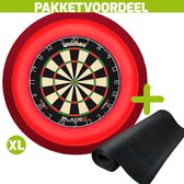 Winmau Blade 6 + Rubberen Dartmat 60*300 + Dartbordverlichting Deluxe XL (Rood)