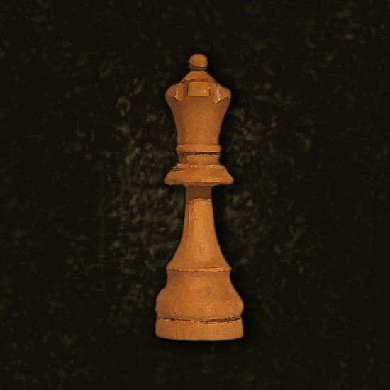 Dibond - Retro - Chess / Echecs - Queen en taupe / beige / marron / noir - 120 x 120 cm.