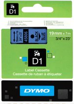 DYMO originele D1 labels | Zwarte Tekst op Blauw Label | 19 mm x 7 m | zelfklevende etiketten voor de LabelManager labelprinter | gemaakt in Europa
