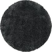 Rond Hoogpolig Tapijt Fluffy In De Kleur Grijs