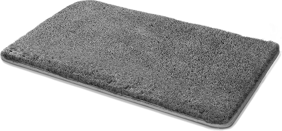 Deconovo Badmat Antislip Waterabsorberend Baddeken Zachte Microvezel Hoogpolige Badmat voor Badkamer Badkuip Douche Woonkamer Slaapkamer, 70x120 cm, Grijs, 1 Stuk