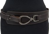Dames afhangriem bruin 7 cm breed - Bruin - Afhang ceintuur - Echt Leer - Taille: 110cm - Totale lengte riem: 125cm