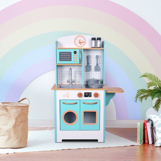 Teamson Kids Retro Houten Speelkeuken Met Accessoires - Kinderspeelgoed - Rollenspel Speelgoed - Blauw/Wit van Teamson Kids — afbeelding 4