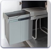 Eleganca afvalbak 40L - uittrekbare prullenbak - inbouw afvalemmer - grijs - B25xD45xH54cm