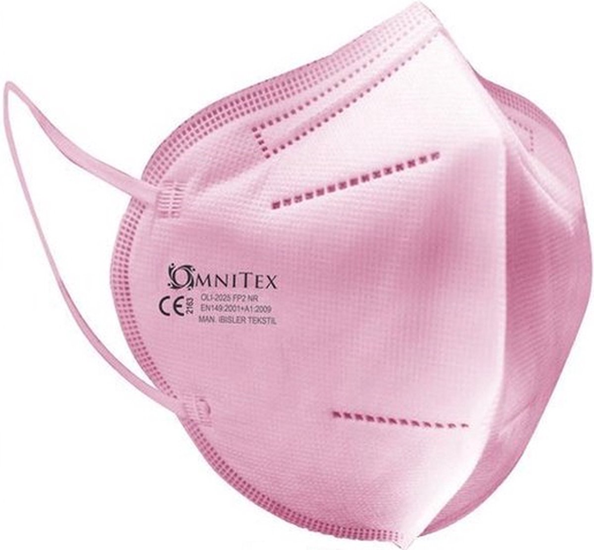 Omnitex FFP2 Roze gezichtsmasker - 10 stuks, individueel verpakt | Hoge filtratie - 5 lagen | EN149 CE-gecertificeerd | + 2-maskerverlengers | Hypoallergeen | Vloeistofbestendig | Oorlussen en aanpasbare neusbrug | + gratis 2-maskerverlengers