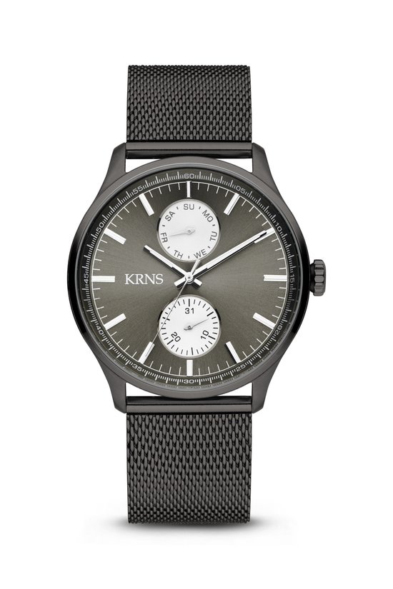 KRNS 3002 - Horloge - Analoog - Heren - Mannen - Milanese band - Zwart