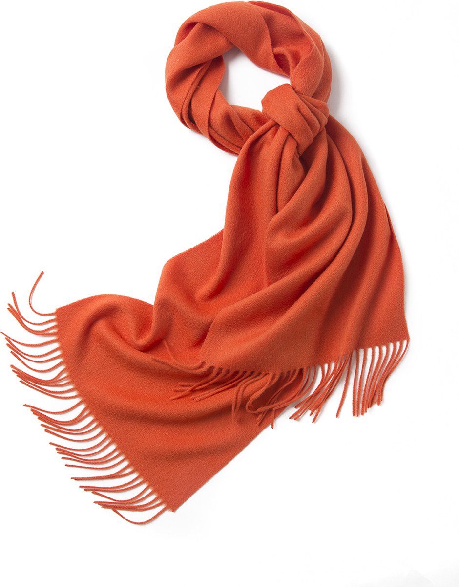 Hommard fijn geweven Lambswool scarf, Lamswol, Sjaal, heren, dames, unisex Orange, Oranje, Uni