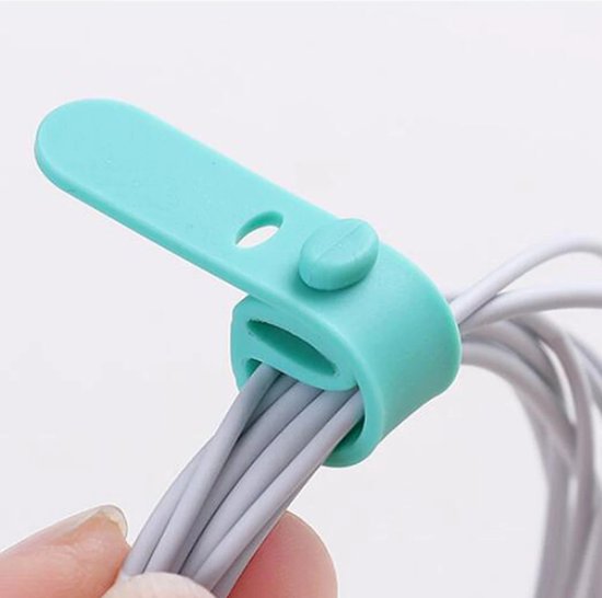Kabel organizer - Kabelbinder - Siliconen kabel organizer - Turquoise/Turkoois - 4stuks