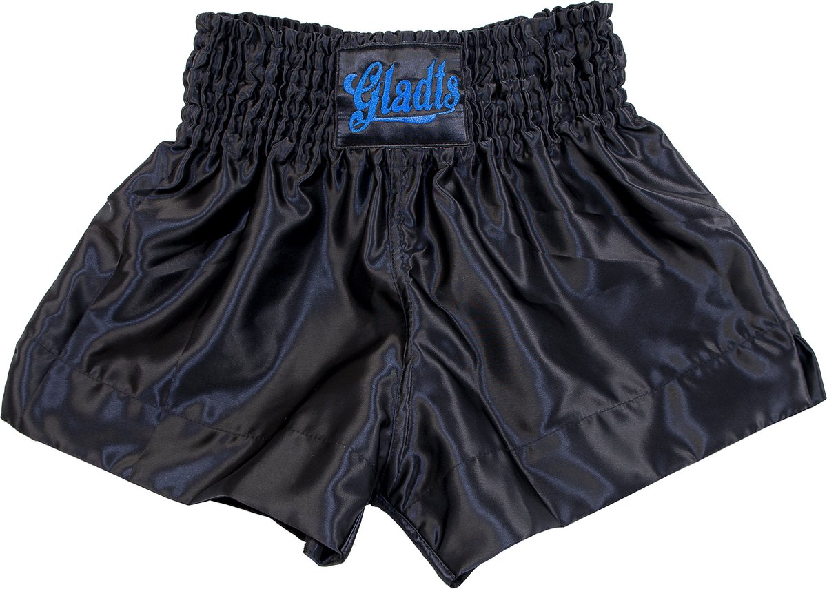 Gladts Kickboksbroekje zwart/blauw maat M