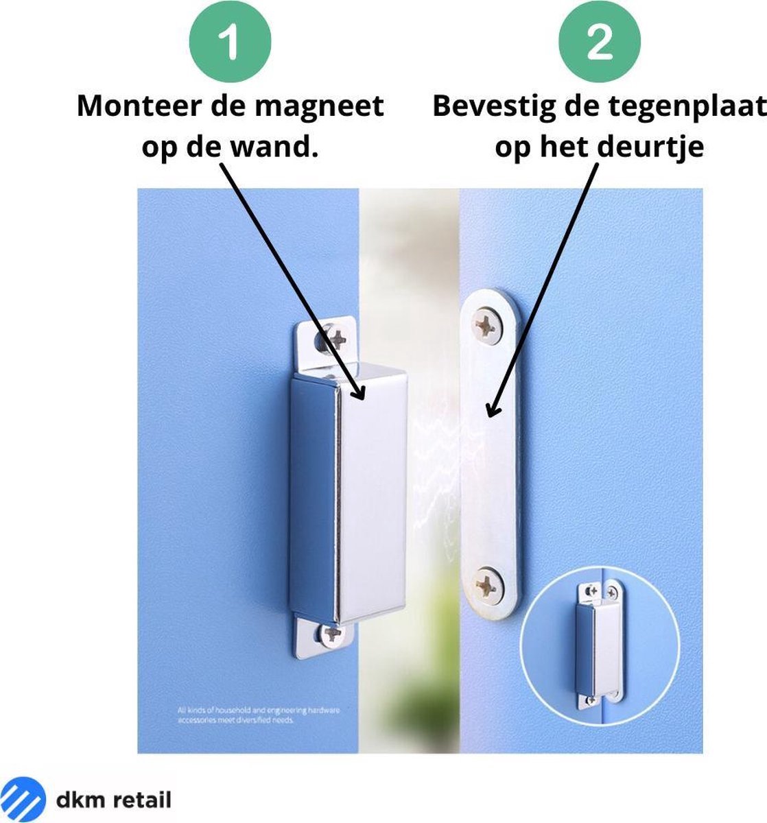 Gedotec Rolsnapper met tegenstuk, kogelsnapper, deursluiting om in te draaien, kliksluiting voor meubeldeuren, snapper 14 mm, deursnapper van messing, 2 stuks, snapper om in te boren