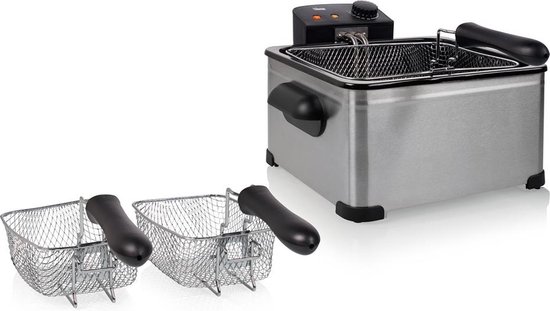 Tristar Frituurpan 5 liter - FR-6949 - Friteuse 2000W - 1 grote, 2 kleine manden, kijkvenster - RVS
