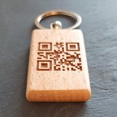 SLEUTELHANGER | "I LOVE YOU - QR CODE" | RECHTHOEK | HOUT | 4,5CM