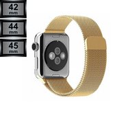Smartwatch Bandje geschikt voor Apple Watch Series 1/2/3/4/5/6/SE/7 - 42/44/45mm - Milanees Watch Bandje - Goud