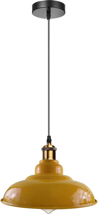 antenne Evacuatie Zin Retro industriële vintage metalen glanzende hangende plafondlamp kap  hanglamp geel | bol.com